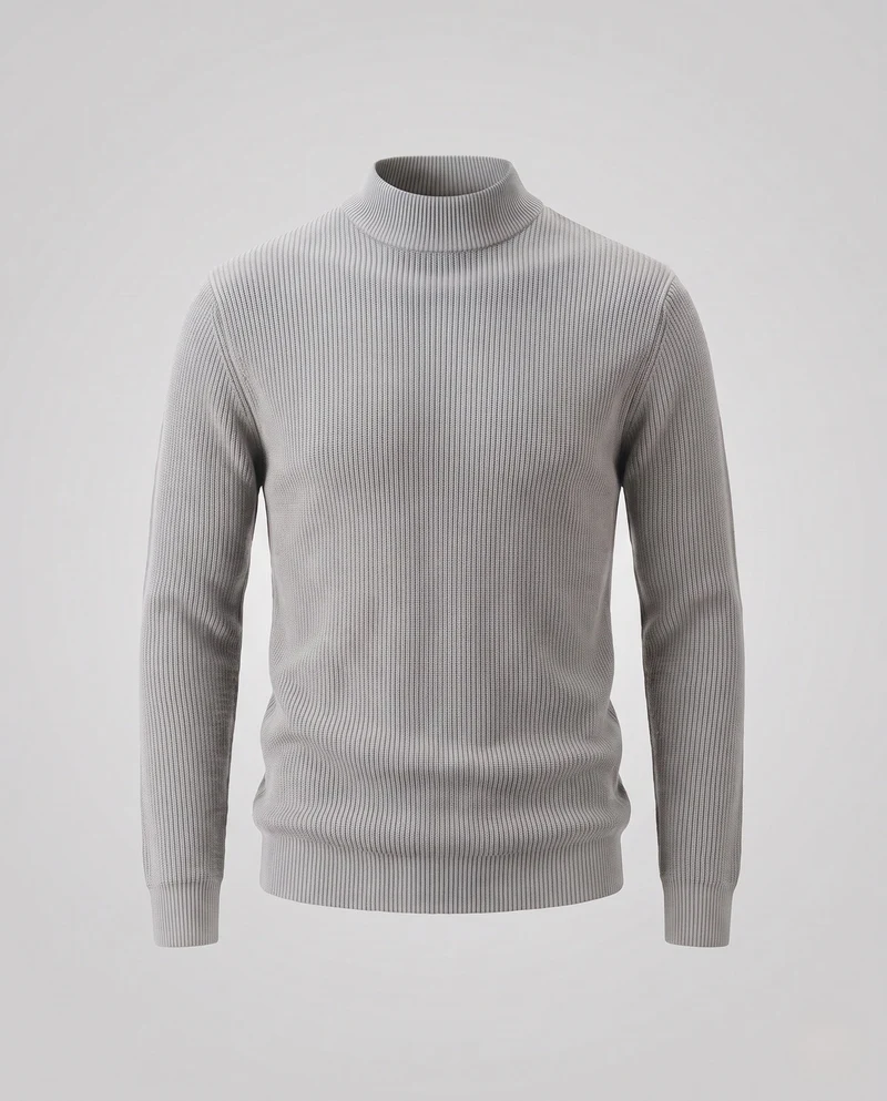 Damen Feiner gerippter Mockneck-Pullover mit leicht taillierter Silhouette Nord Taschen