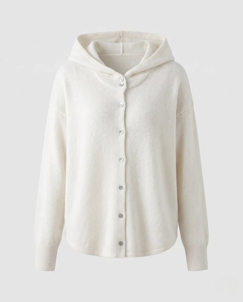 Damen Kapuzen‑Strickjacke mit durchgehender Knopfleiste und kastiger Oversize‑Silhouette Nord Taschen