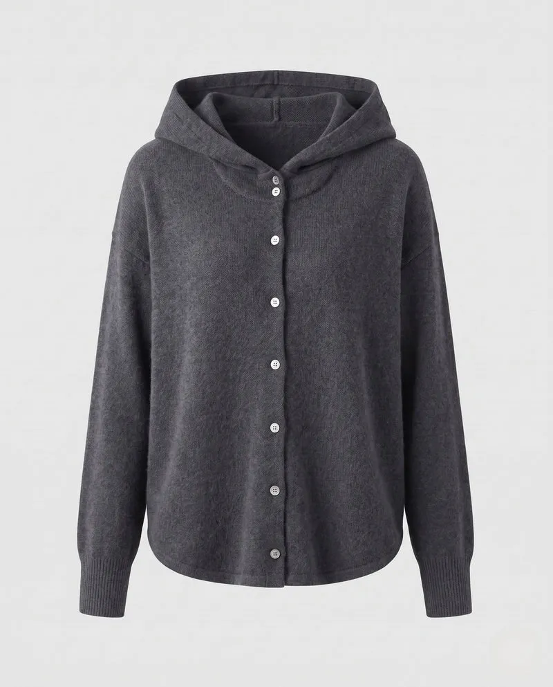Damen Kapuzen‑Strickjacke mit durchgehender Knopfleiste und kastiger Oversize‑Silhouette Nord Taschen
