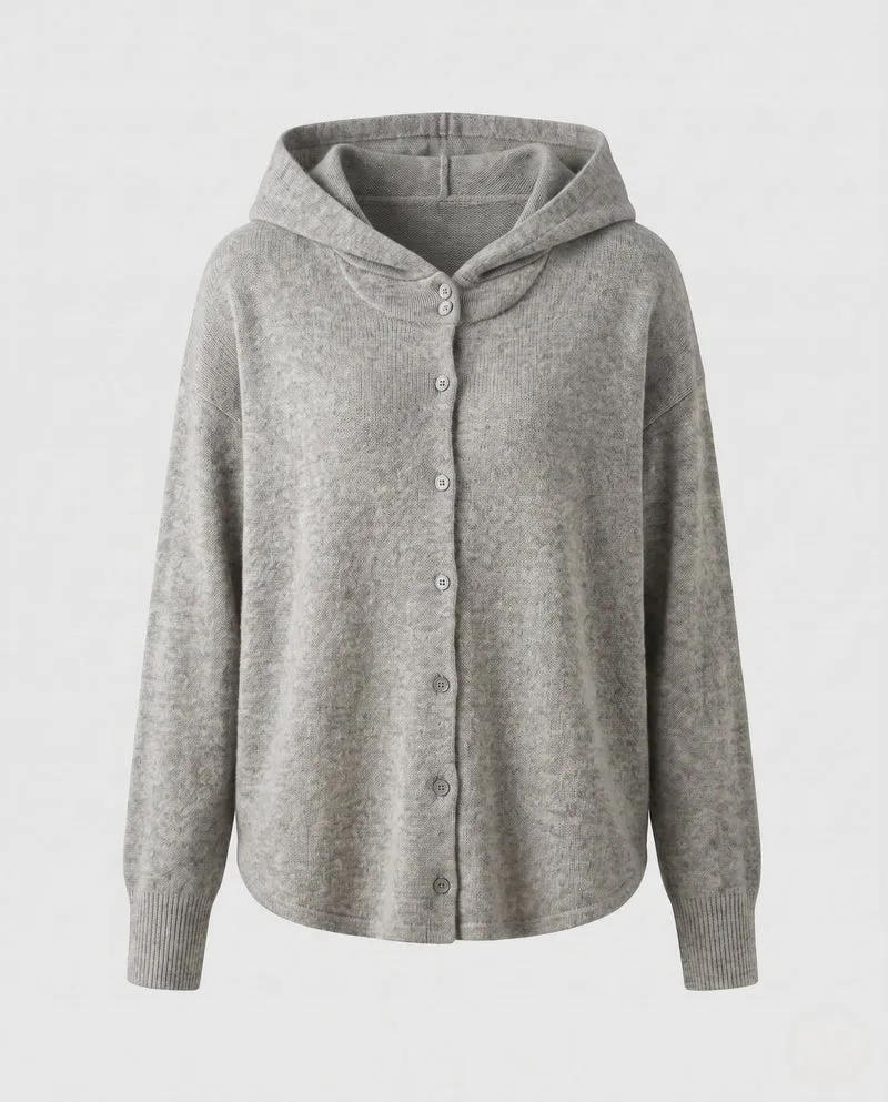 Damen Kapuzen‑Strickjacke mit durchgehender Knopfleiste und kastiger Oversize‑Silhouette Nord Taschen
