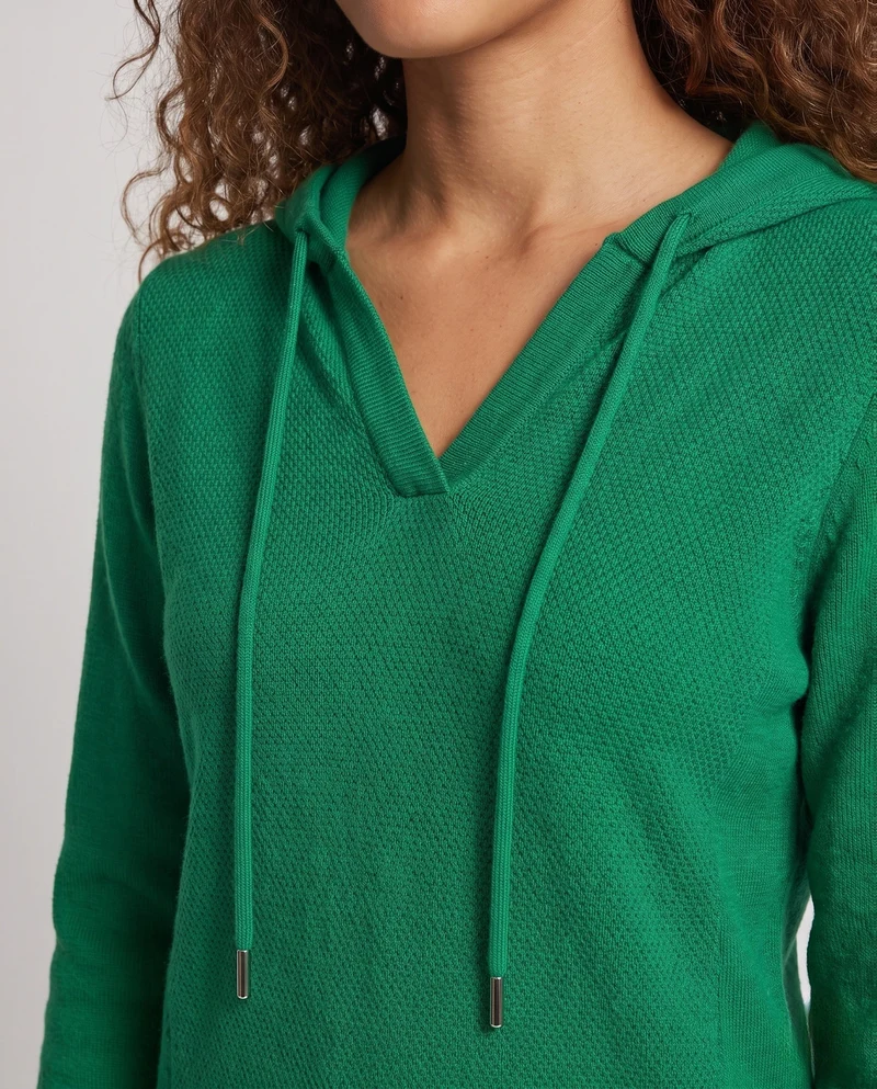 Damen Kapuzen‑Feinstrickpullover mit Kaschmir‑Optik und Ajour‑Diamantstruktur Nord Taschen