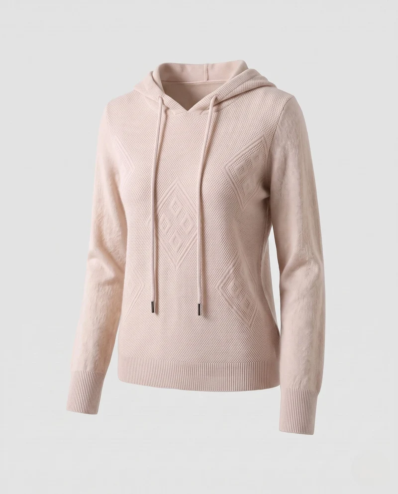 Damen Kapuzen‑Feinstrickpullover mit Kaschmir‑Optik und Ajour‑Diamantstruktur Nord Taschen