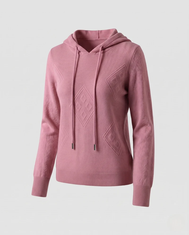 Damen Kapuzen‑Feinstrickpullover mit Kaschmir‑Optik und Ajour‑Diamantstruktur Nord Taschen