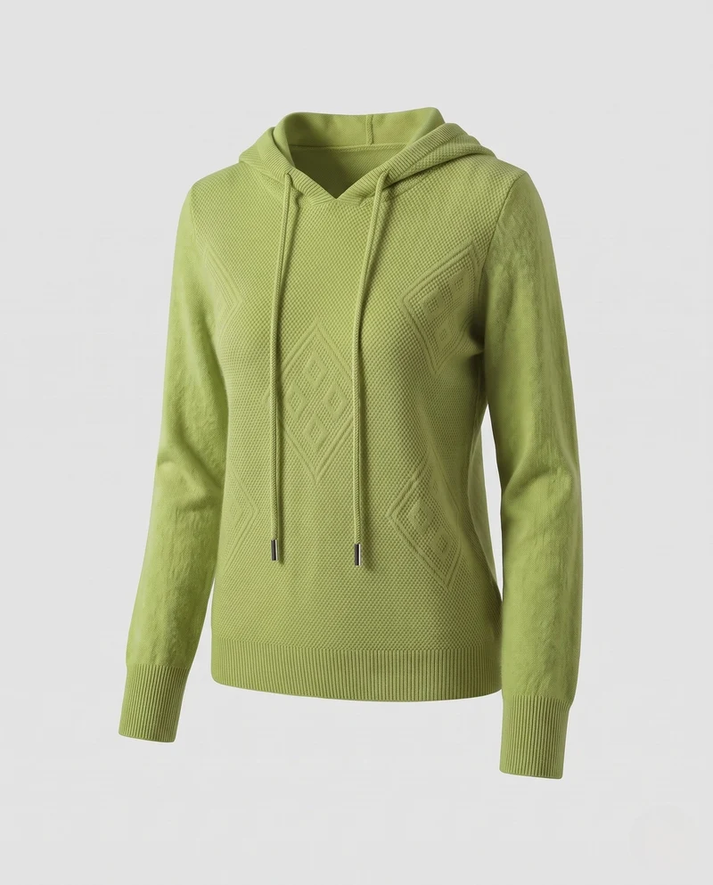 Damen Kapuzen‑Feinstrickpullover mit Kaschmir‑Optik und Ajour‑Diamantstruktur Nord Taschen