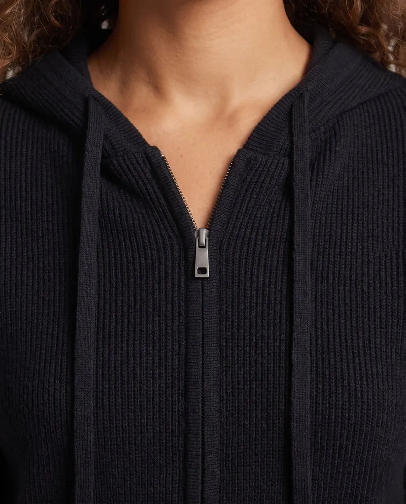Damen Kapuzen-Feinstrickjacke mit Reißverschluss und kaschmirähnlicher Haptik Nord Taschen