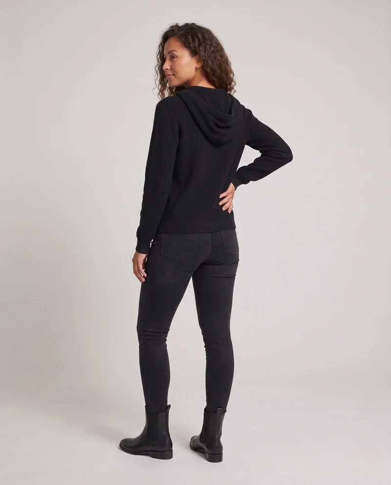 Damen Kapuzen-Feinstrickjacke mit Reißverschluss und kaschmirähnlicher Haptik Nord Taschen