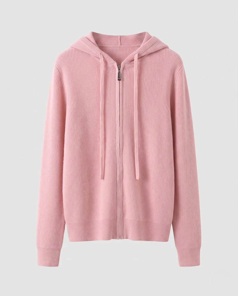 Damen Kapuzen-Feinstrickjacke mit Reißverschluss und kaschmirähnlicher Haptik Nord Taschen