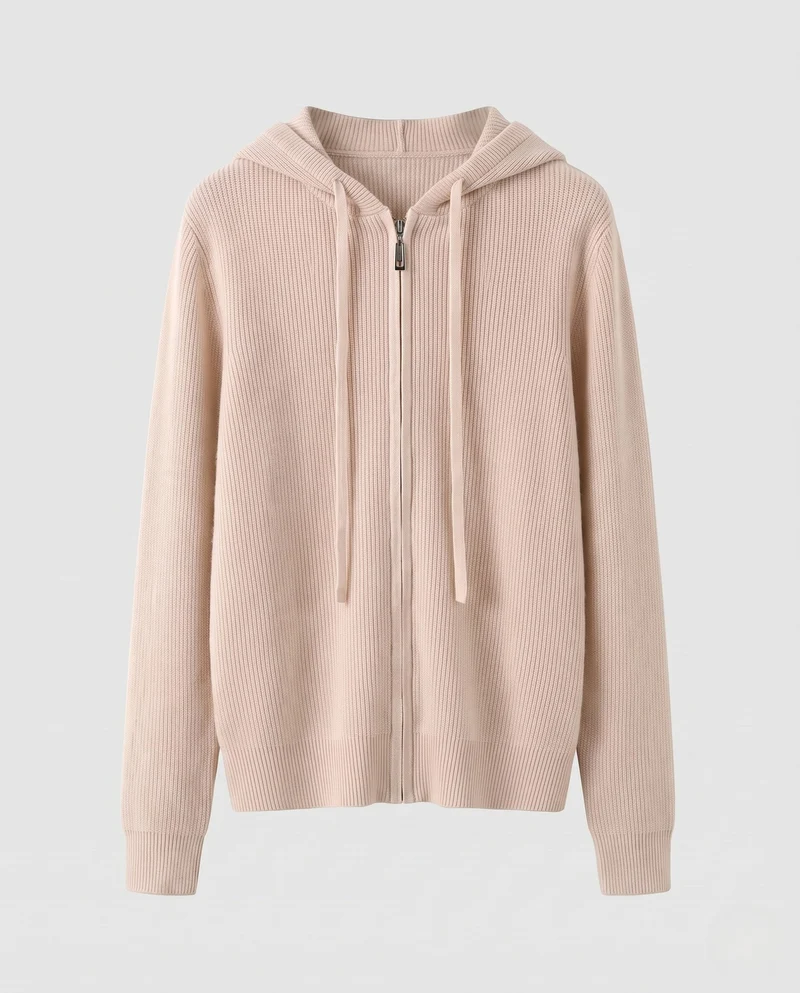 Damen Kapuzen-Feinstrickjacke mit Reißverschluss und kaschmirähnlicher Haptik Nord Taschen