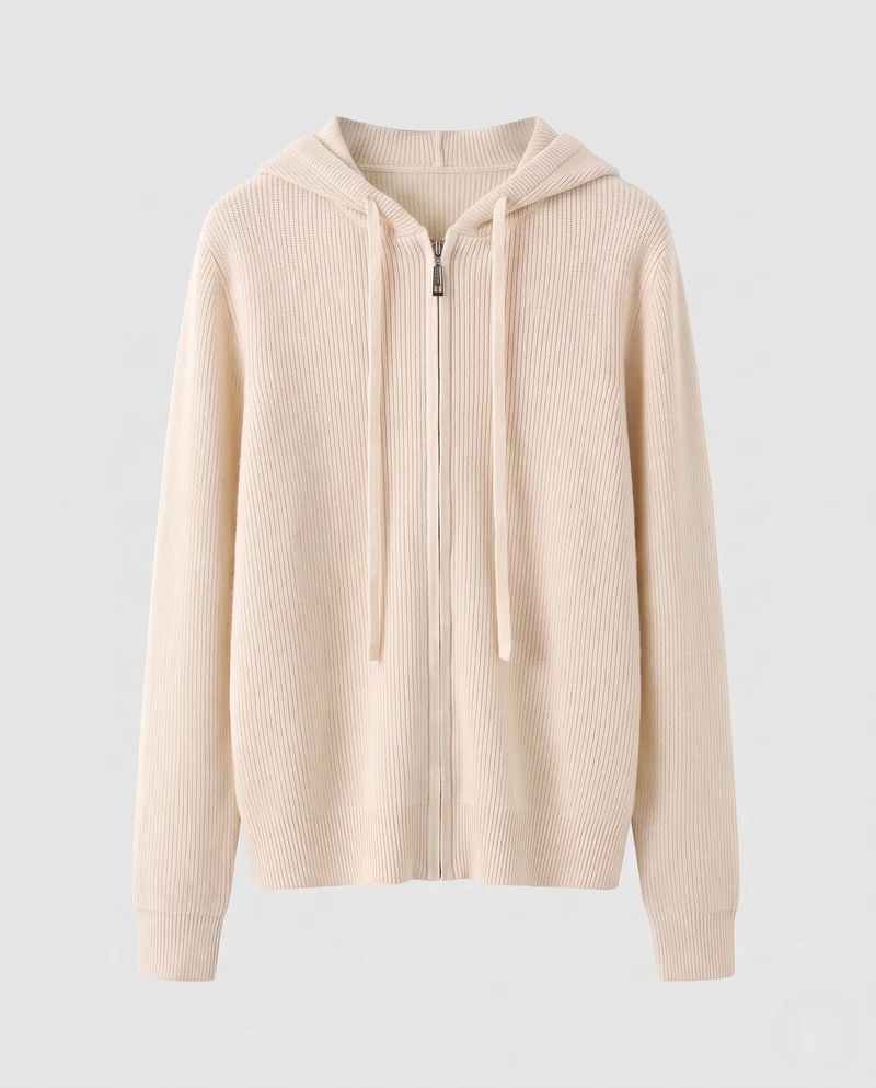 Damen Kapuzen-Feinstrickjacke mit Reißverschluss und kaschmirähnlicher Haptik Nord Taschen