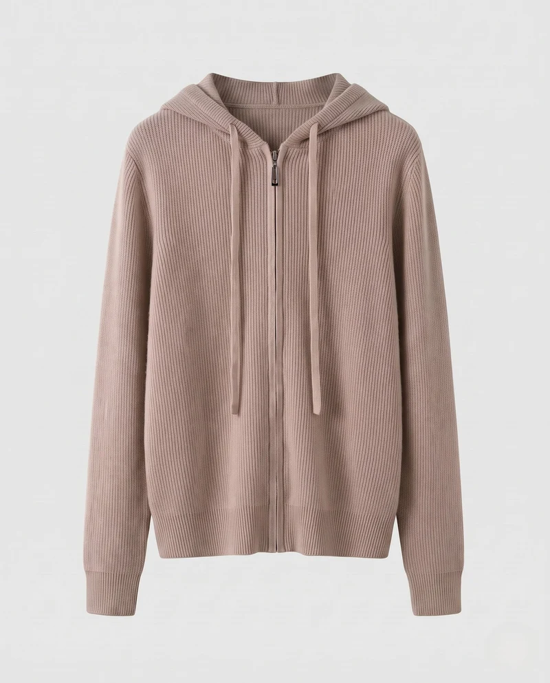 Damen Kapuzen-Feinstrickjacke mit Reißverschluss und kaschmirähnlicher Haptik Nord Taschen
