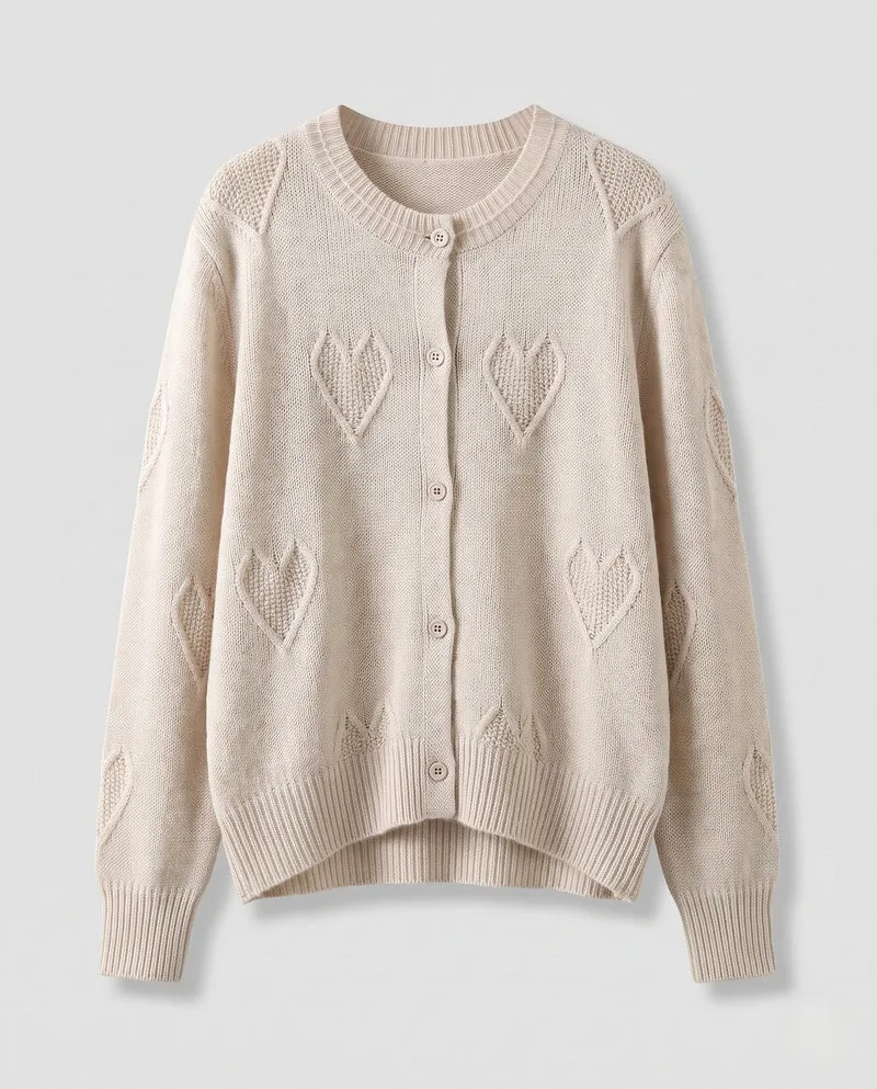 Damen Herz-Ajour Feinstrick-Cardigan mit Rundhalsausschnitt und kaschmirähnlicher Mohair-Optik Nord Taschen