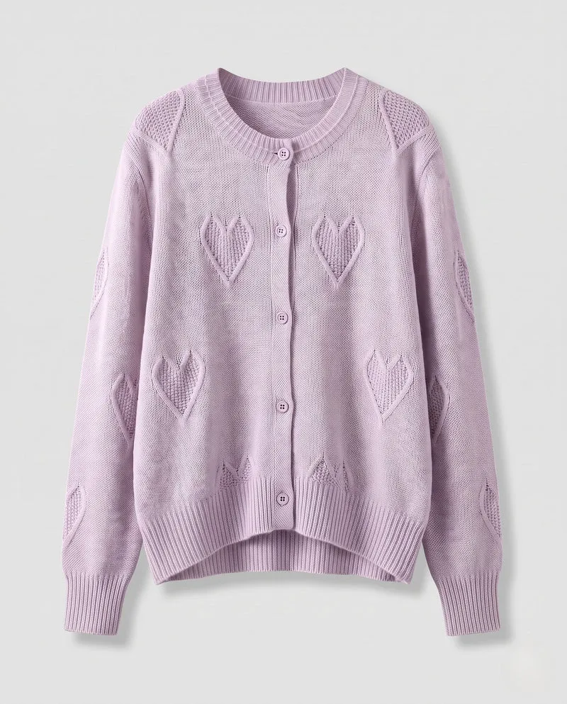 Damen Herz-Ajour Feinstrick-Cardigan mit Rundhalsausschnitt und kaschmirähnlicher Mohair-Optik Nord Taschen