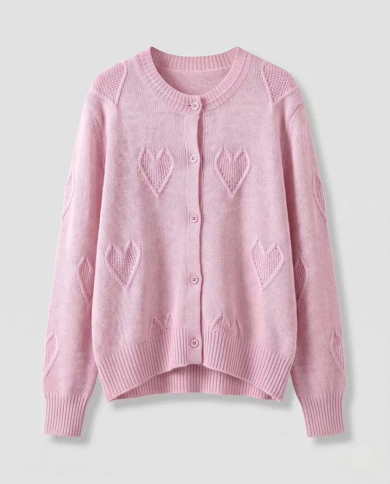 Damen Herz-Ajour Feinstrick-Cardigan mit Rundhalsausschnitt und kaschmirähnlicher Mohair-Optik Nord Taschen