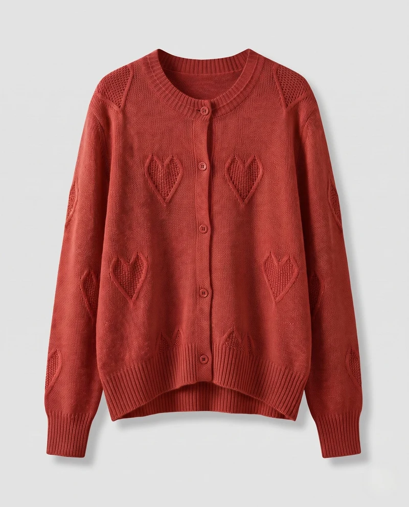 Damen Herz-Ajour Feinstrick-Cardigan mit Rundhalsausschnitt und kaschmirähnlicher Mohair-Optik Nord Taschen