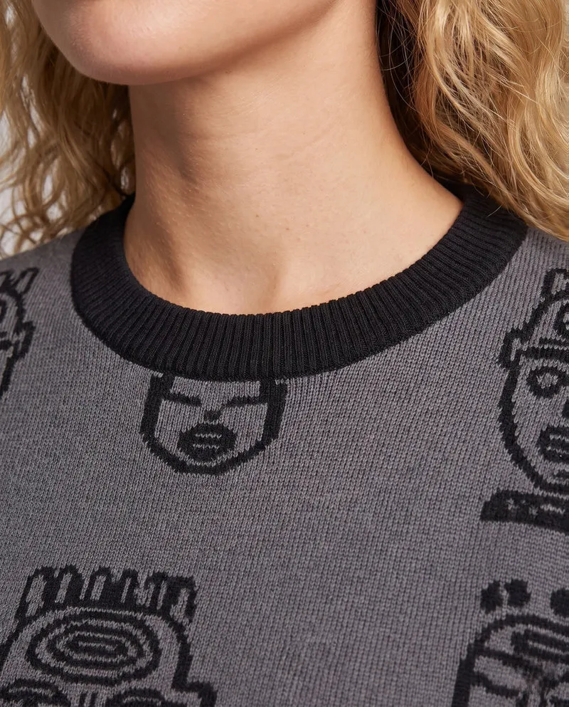 Damen gemusterter Strickpullover Nord Taschen