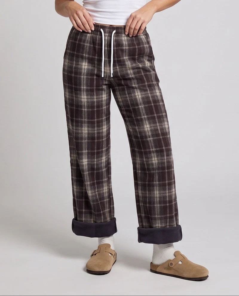 Damen Bequeme Karierte Hose Nord Taschen