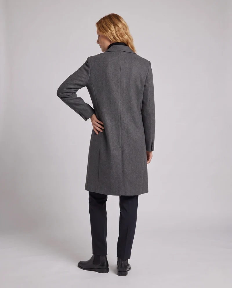 Damen Klassischer Wollmantel mit Doppelknopfverschluss Nord Taschen