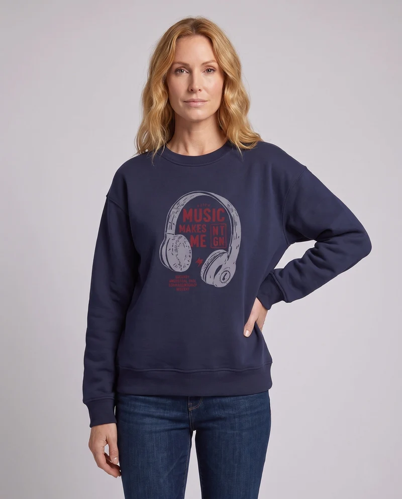 Damen Gemütlicher Sweatshirt mit Kopfhörer Design Nord Taschen