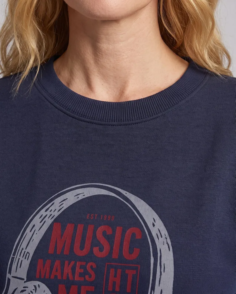 Damen Gemütlicher Sweatshirt mit Kopfhörer Design Nord Taschen