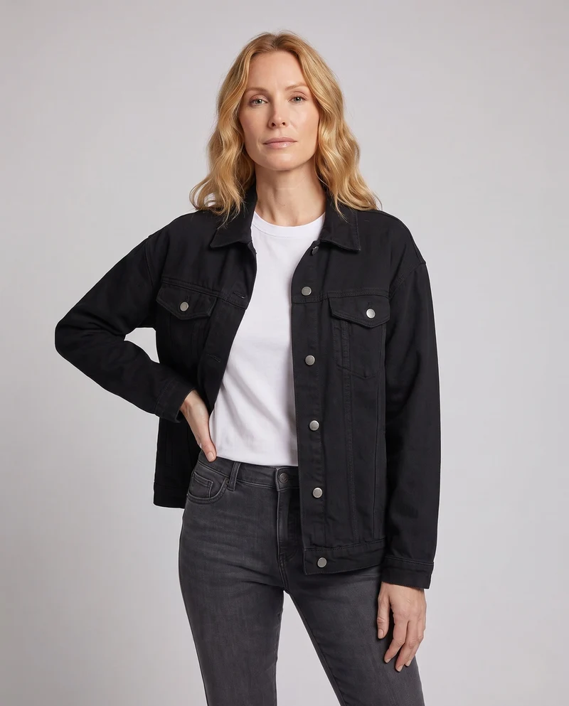Damen Freizeit Denim Jacke Nord Taschen