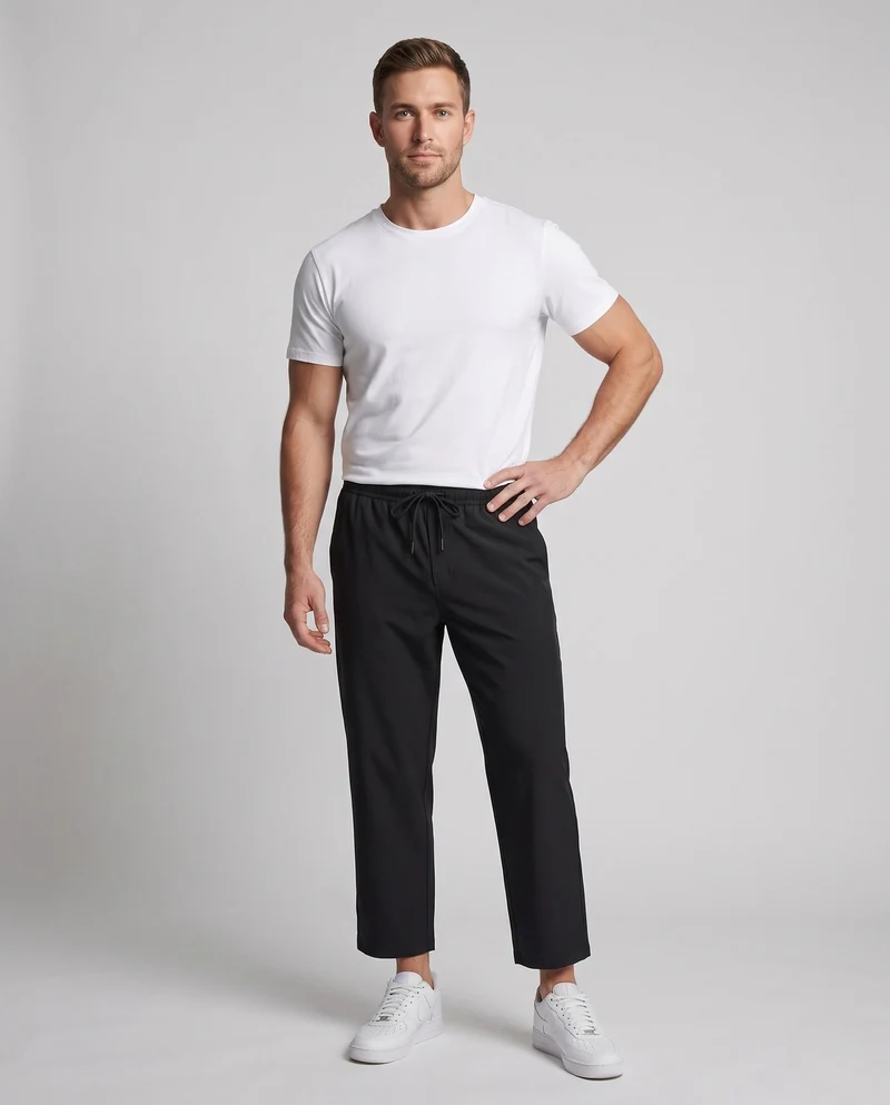 Herren Weite Lounge‑Hose mit Tunnelzugbund, geradem Bein und Eingrifftaschen Nord Taschen