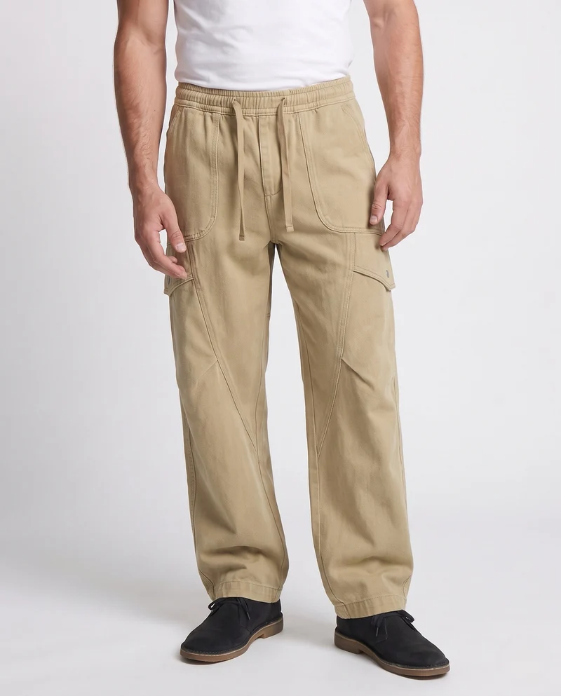 Herren weite Cargo-Hose im Baggy-Schnitt mit Tunnelzugbund, Klappentaschen & verstärkten Knieeinsätzen Nord Taschen