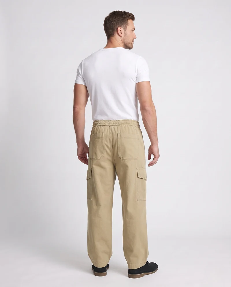 Herren weite Cargo-Hose im Baggy-Schnitt mit Tunnelzugbund, Klappentaschen & verstärkten Knieeinsätzen Nord Taschen