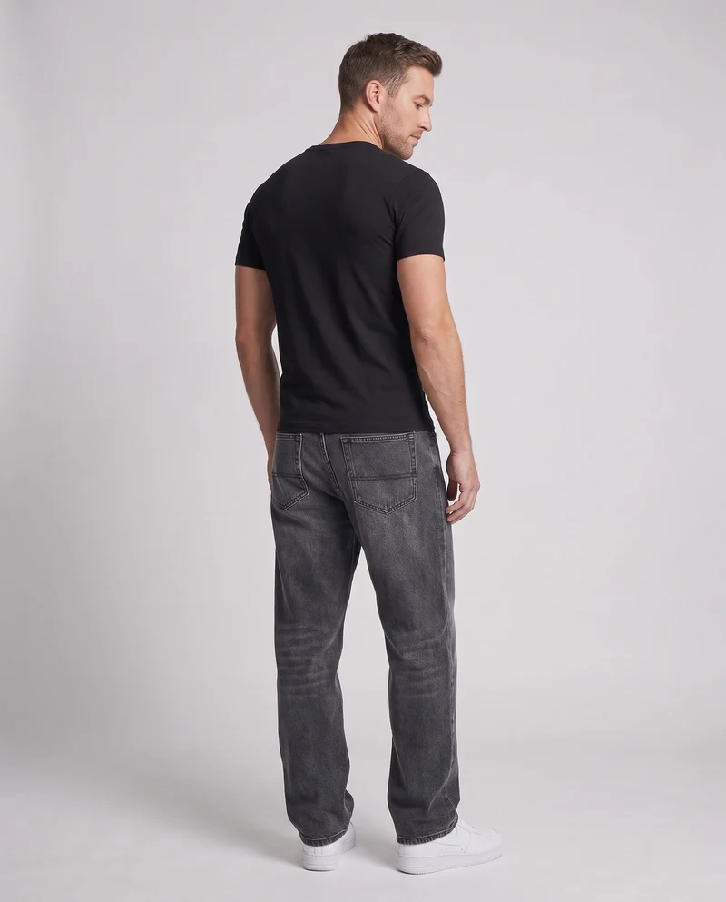 Herren Weite hochgeschnittene Relaxed-Jeans aus gewaschenem Denim Nord Taschen
