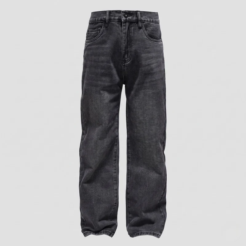 Herren Weite hochgeschnittene Relaxed-Jeans aus gewaschenem Denim Nord Taschen
