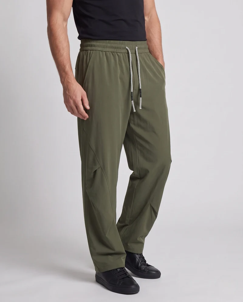 Herren Weite Baggy-Loungehose mit Tunnelzug, Utility‑Paneelen & dekorativen Falten Nord Taschen