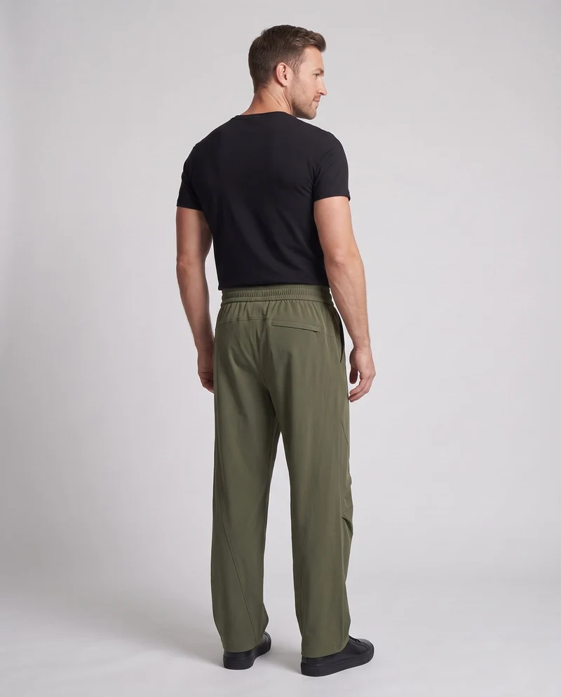 Herren Weite Baggy-Loungehose mit Tunnelzug, Utility‑Paneelen & dekorativen Falten Nord Taschen