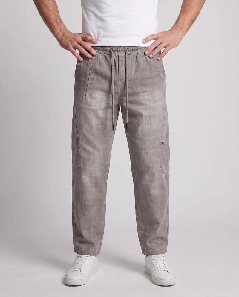 Herren Weite Baggy-Freizeithose mit Tunnelzug, washed Denim‑Optik und Utility‑Nähten Nord Taschen