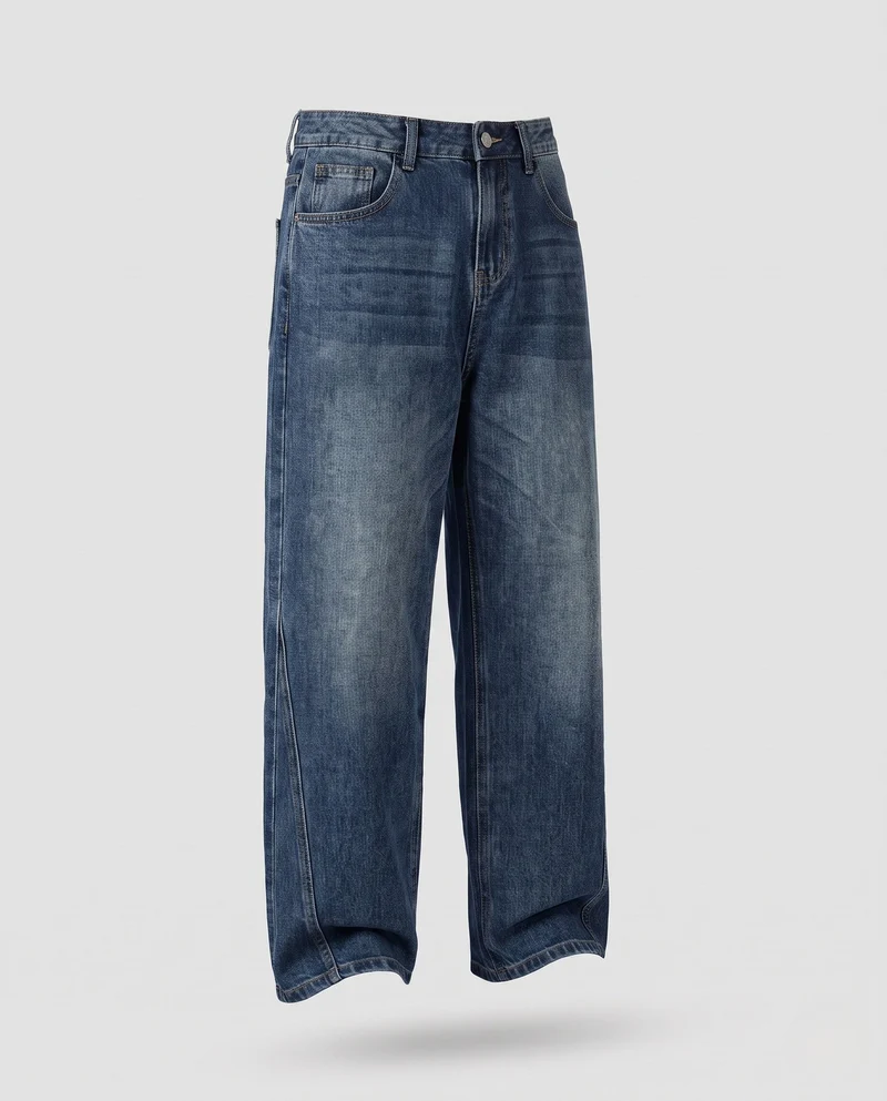 Herren Weite Baggy-Jeans im Vintage-Wash mit geradem Bein Nord Taschen