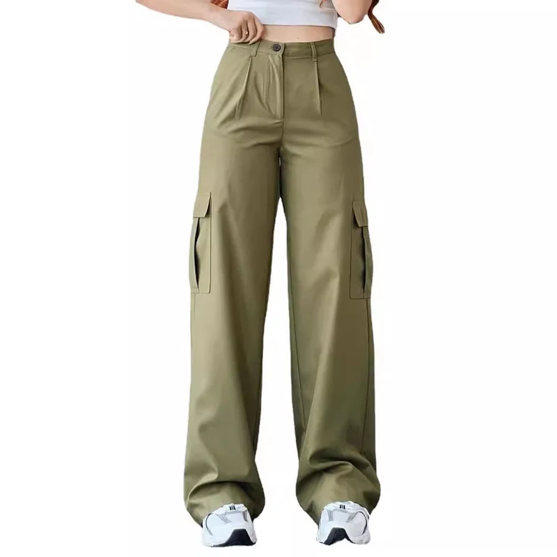 Damen Cargohose mit hoher Taille, geradem Bein und aufgesetzten Pattentaschen Nord Taschen