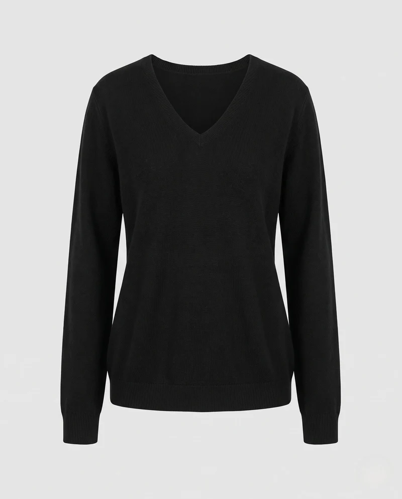 Damen Feiner Wollmix-Pullover mit sanftem V-Ausschnitt und kaschmirähnlicher Weichheit Nord Taschen