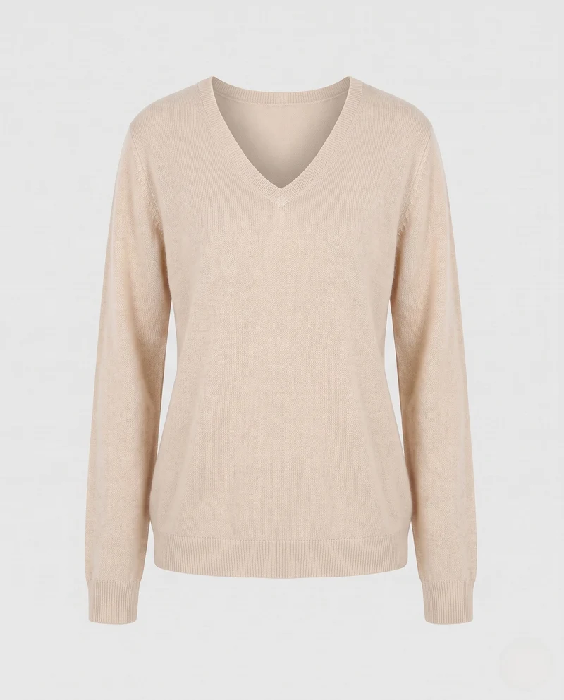 Damen Feiner Wollmix-Pullover mit sanftem V-Ausschnitt und kaschmirähnlicher Weichheit Nord Taschen