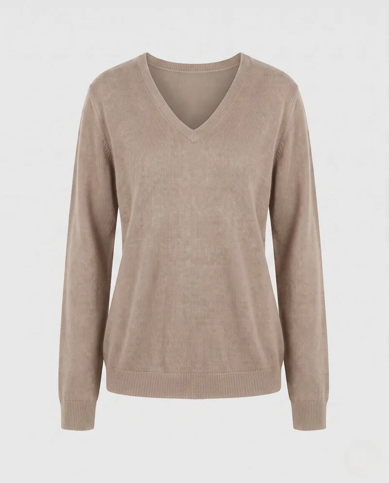 Damen Feiner Wollmix-Pullover mit sanftem V-Ausschnitt und kaschmirähnlicher Weichheit Nord Taschen