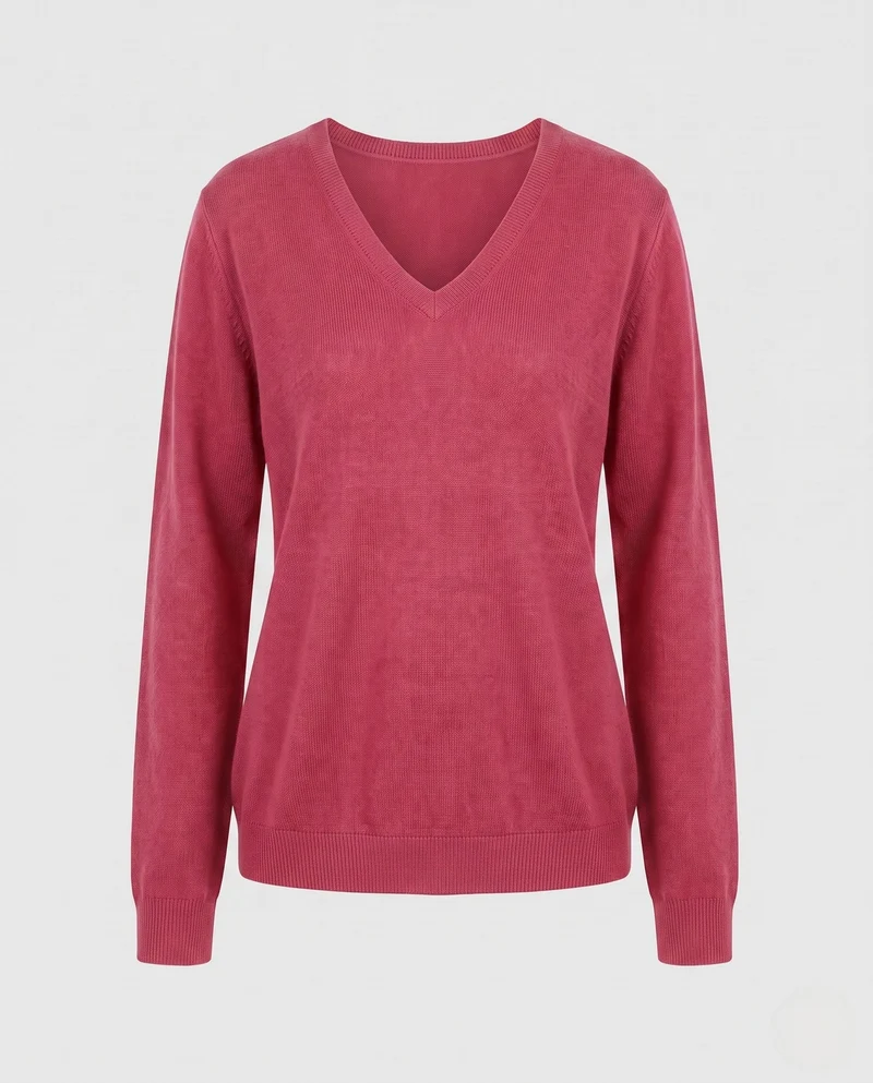 Damen Feiner Wollmix-Pullover mit sanftem V-Ausschnitt und kaschmirähnlicher Weichheit Nord Taschen