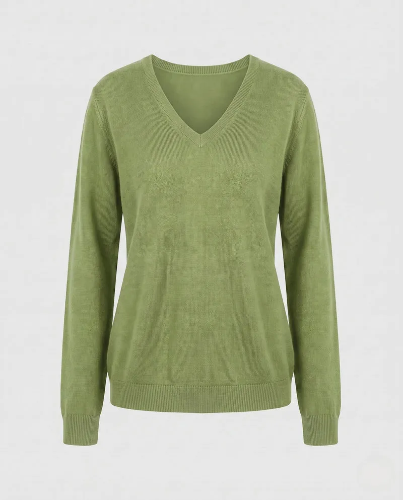 Damen Feiner Wollmix-Pullover mit sanftem V-Ausschnitt und kaschmirähnlicher Weichheit Nord Taschen