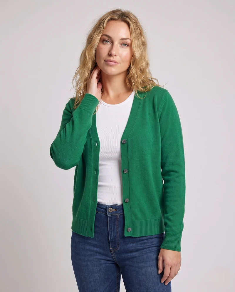 Damen Feiner V-Ausschnitt Strickcardigan mit Knopfleiste, langen Ärmeln und Kaschmir‑Mix Nord Taschen