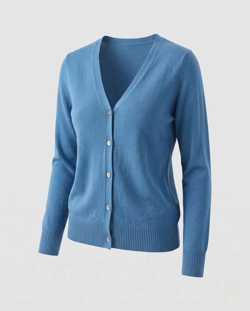 Damen Feiner V-Ausschnitt Strickcardigan mit Knopfleiste, langen Ärmeln und Kaschmir‑Mix Nord Taschen