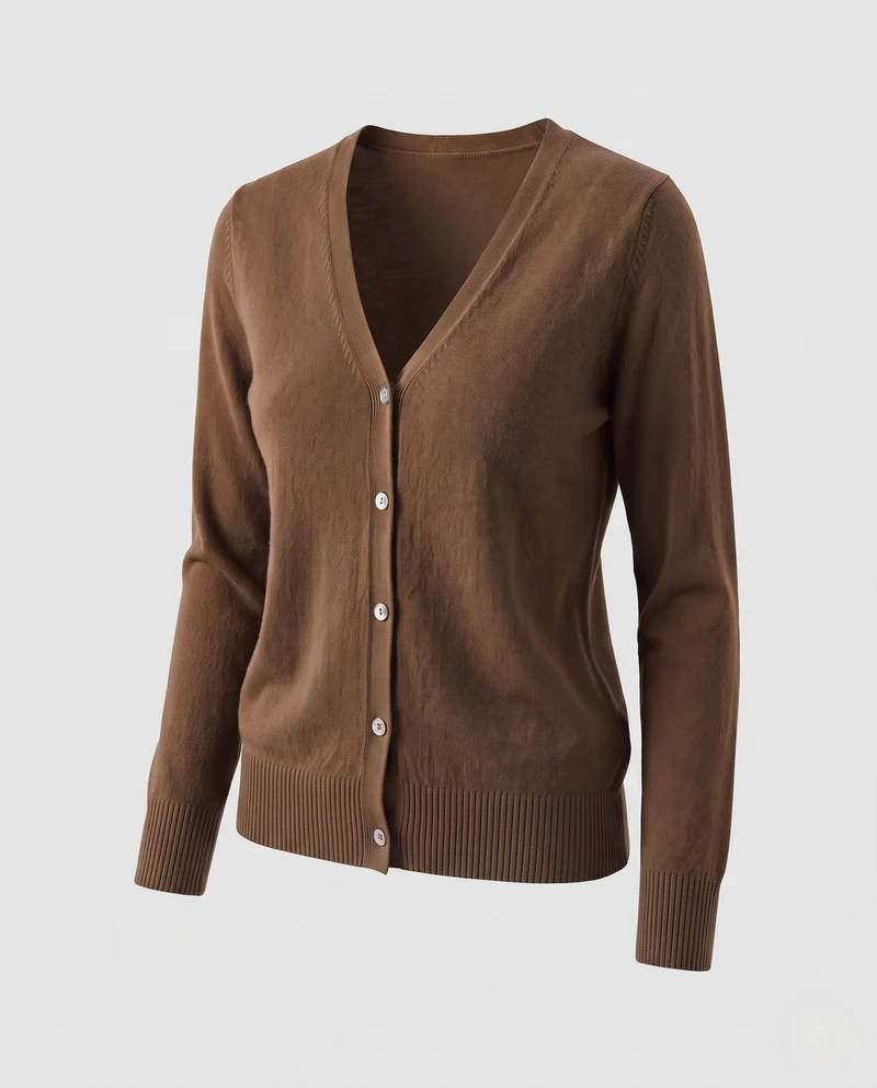 Damen Feiner V-Ausschnitt Strickcardigan mit Knopfleiste, langen Ärmeln und Kaschmir‑Mix Nord Taschen