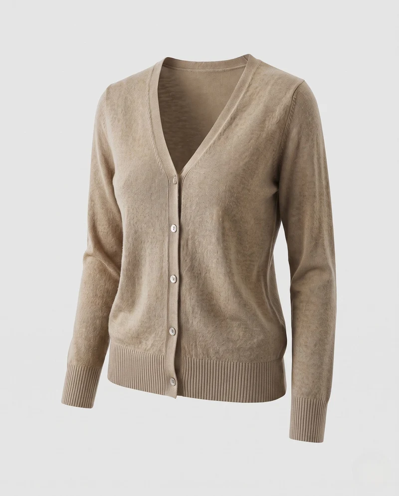 Damen Feiner V-Ausschnitt Strickcardigan mit Knopfleiste, langen Ärmeln und Kaschmir‑Mix Nord Taschen