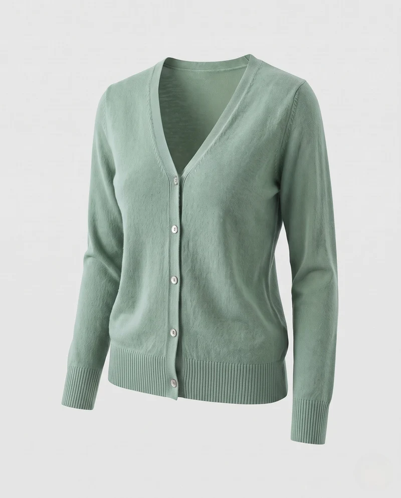 Damen Feiner V-Ausschnitt Strickcardigan mit Knopfleiste, langen Ärmeln und Kaschmir‑Mix Nord Taschen