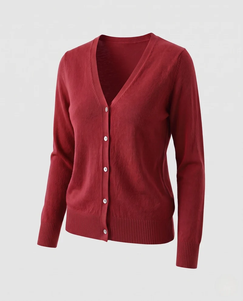 Damen Feiner V-Ausschnitt Strickcardigan mit Knopfleiste, langen Ärmeln und Kaschmir‑Mix Nord Taschen