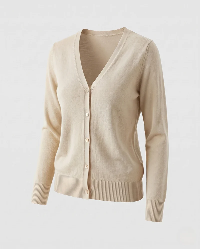 Damen Feiner V-Ausschnitt Strickcardigan mit Knopfleiste, langen Ärmeln und Kaschmir‑Mix Nord Taschen