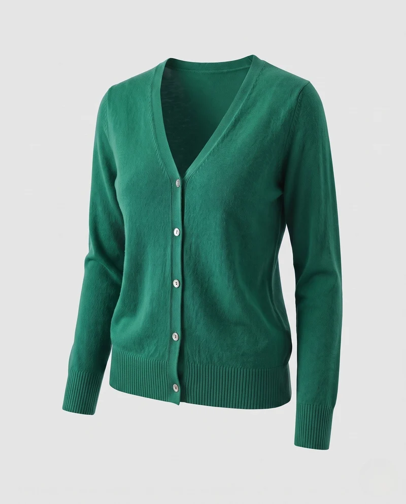 Damen Feiner V-Ausschnitt Strickcardigan mit Knopfleiste, langen Ärmeln und Kaschmir‑Mix Nord Taschen