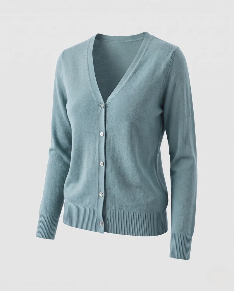 Damen Feiner V-Ausschnitt Strickcardigan mit Knopfleiste, langen Ärmeln und Kaschmir‑Mix Nord Taschen
