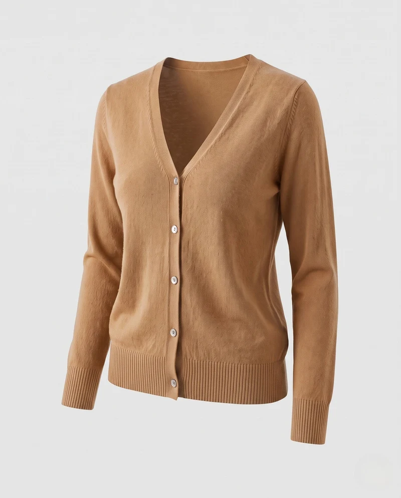 Damen Feiner V-Ausschnitt Strickcardigan mit Knopfleiste, langen Ärmeln und Kaschmir‑Mix Nord Taschen