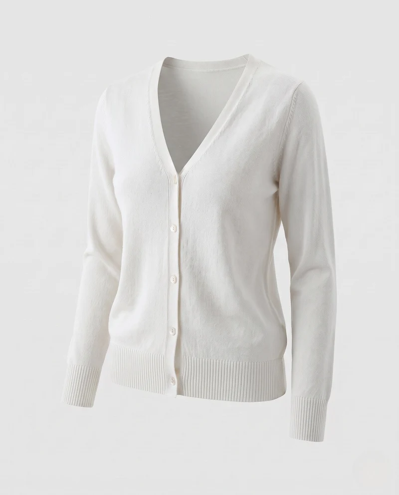 Damen Feiner V-Ausschnitt Strickcardigan mit Knopfleiste, langen Ärmeln und Kaschmir‑Mix Nord Taschen